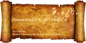 Havancsák Árpád névjegykártya