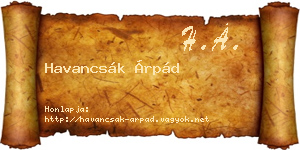 Havancsák Árpád névjegykártya