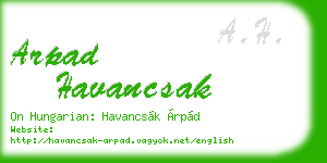 arpad havancsak business card
